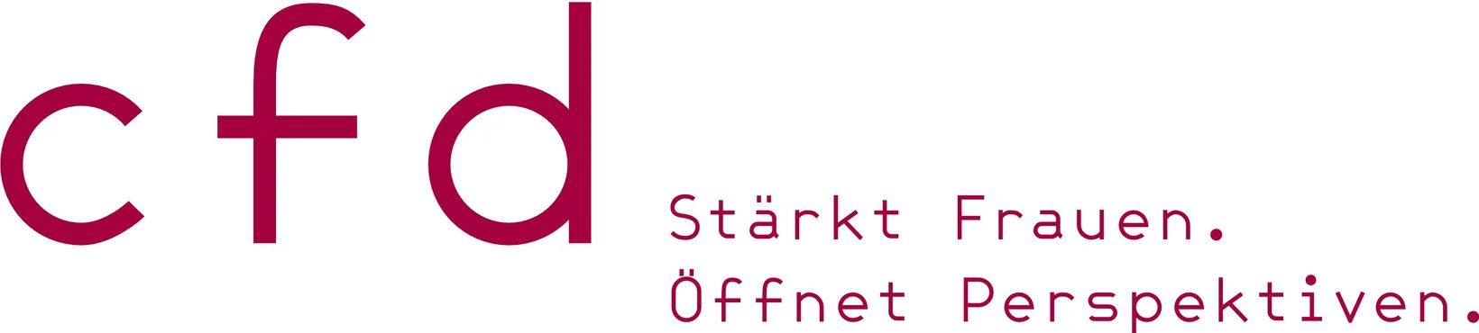Logo cfd. Stärkt Frauen. Öffnet Perspektiven