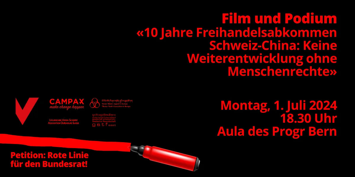 Flyer Film und Podium: 10 Jahre Freihandelsabkommen mit China