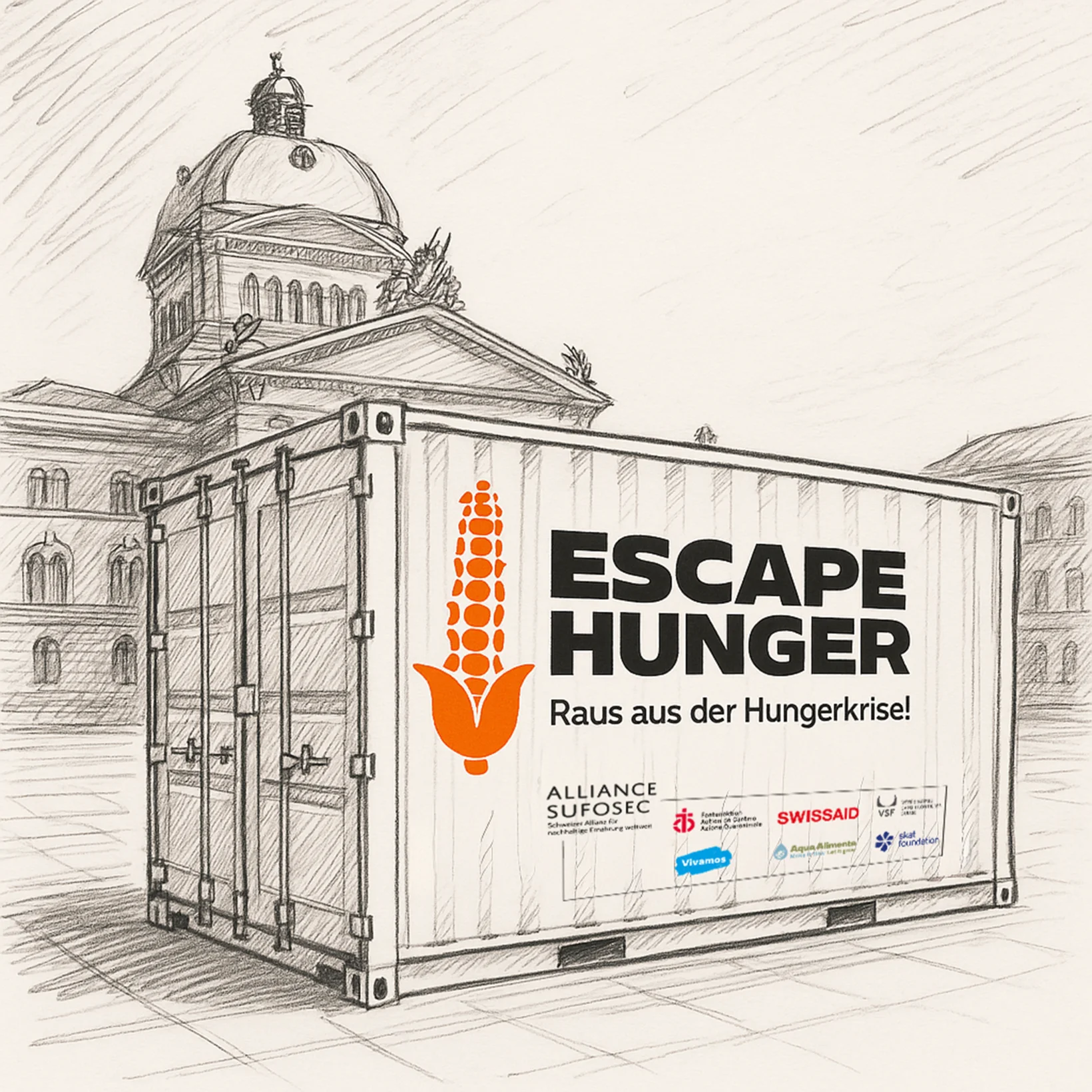 Mobiler escape Room auf dem Bundesplatz.