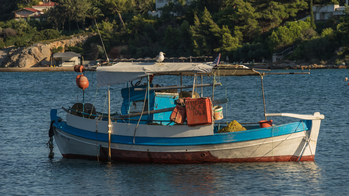 Eleftherios Aghios' Fischerboot in Chalkida, Griechenland