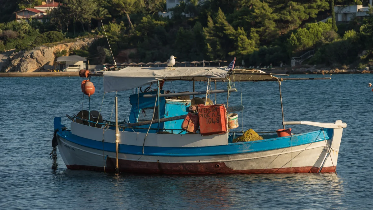 Eleftherios Aghios' Fischerboot in Chalkida, Griechenland